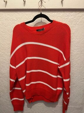 Lauren Ralph Lauren Red and White Striped Sweater